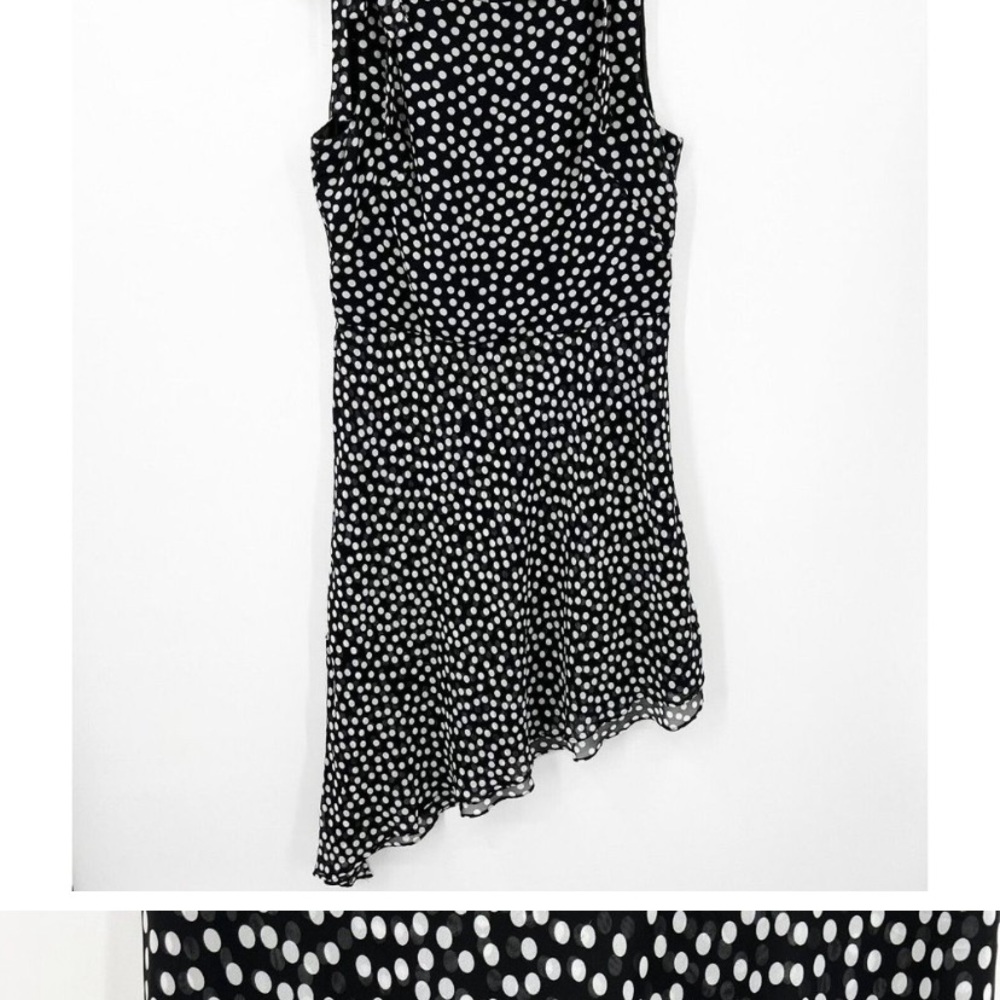 Neiman Marcus Black White Bow Detail Polka Dot Asymmetrical Hem Party Dress 14 - Picture 9 of 9